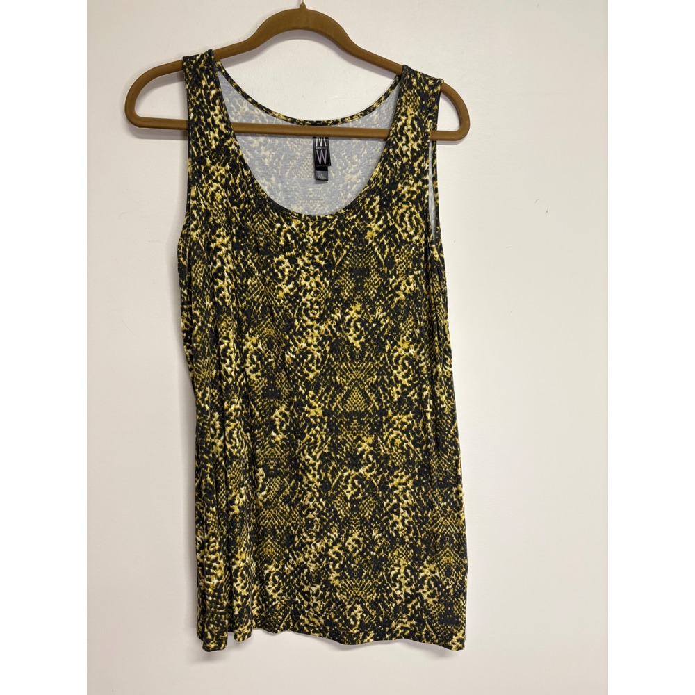 MarlaWynne Sleeveless Yellow/Black Animal Print Pattern Tank Top Women's Size L